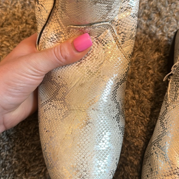 Ashley Blue Faux Snakeskin Ankle Booties - Picture 7 of 9